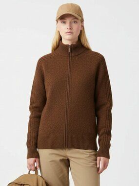 Timberland Brown Wool Blend Quarter Zip Long Sleeve Sweater L